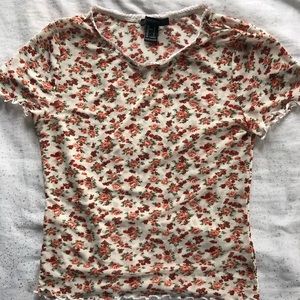 Forever 21 Flower Pattern Transparent Crop Top